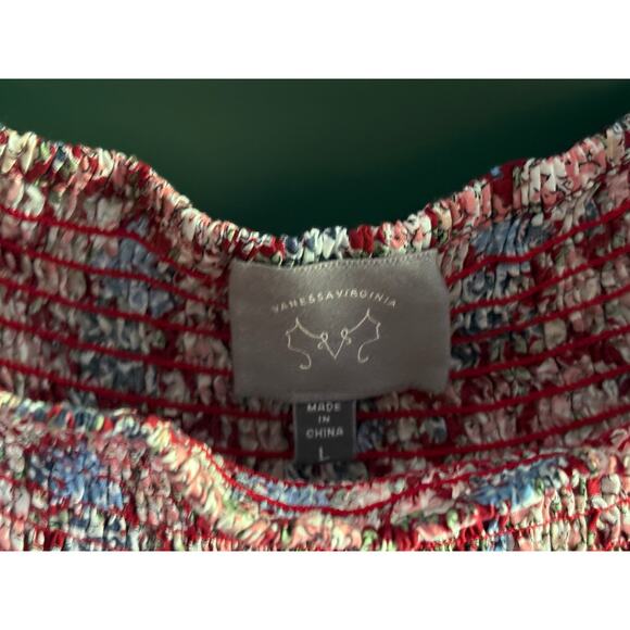 ANTHROPOLOGIE VANESSA VIRGINIA sz L smocked neck flowy top EUC - Picture 2 of 3